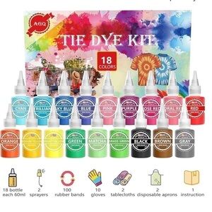 AGQ DIY Tie Dye Kit - 18 Colors Fabric Dye for Kids Adults, Permanent Tie Dye